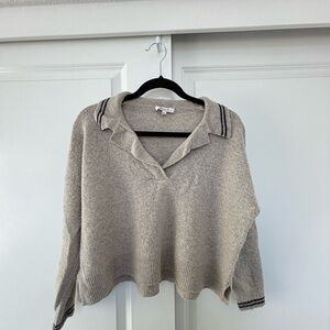 Madewell Light Gray Cropped Polo Sweater